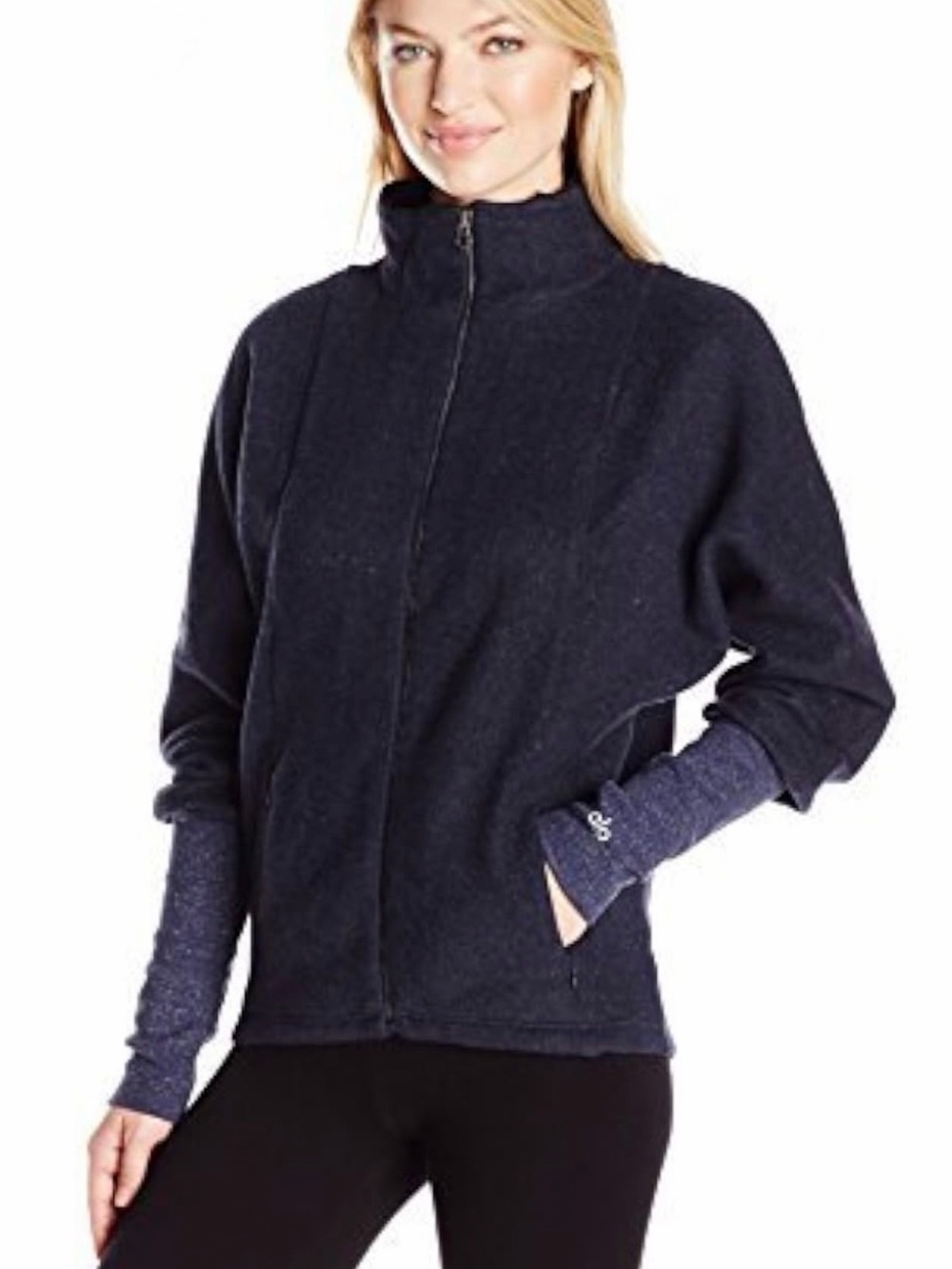 Alo Women's "Dream" Sherpa Lined Navy Zip-Front Jacket